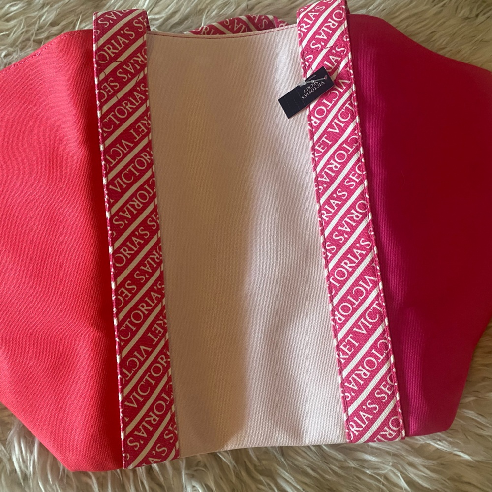 NWT VICTORIAS SECRET TOTE pink and coral - Picture 3 of 7